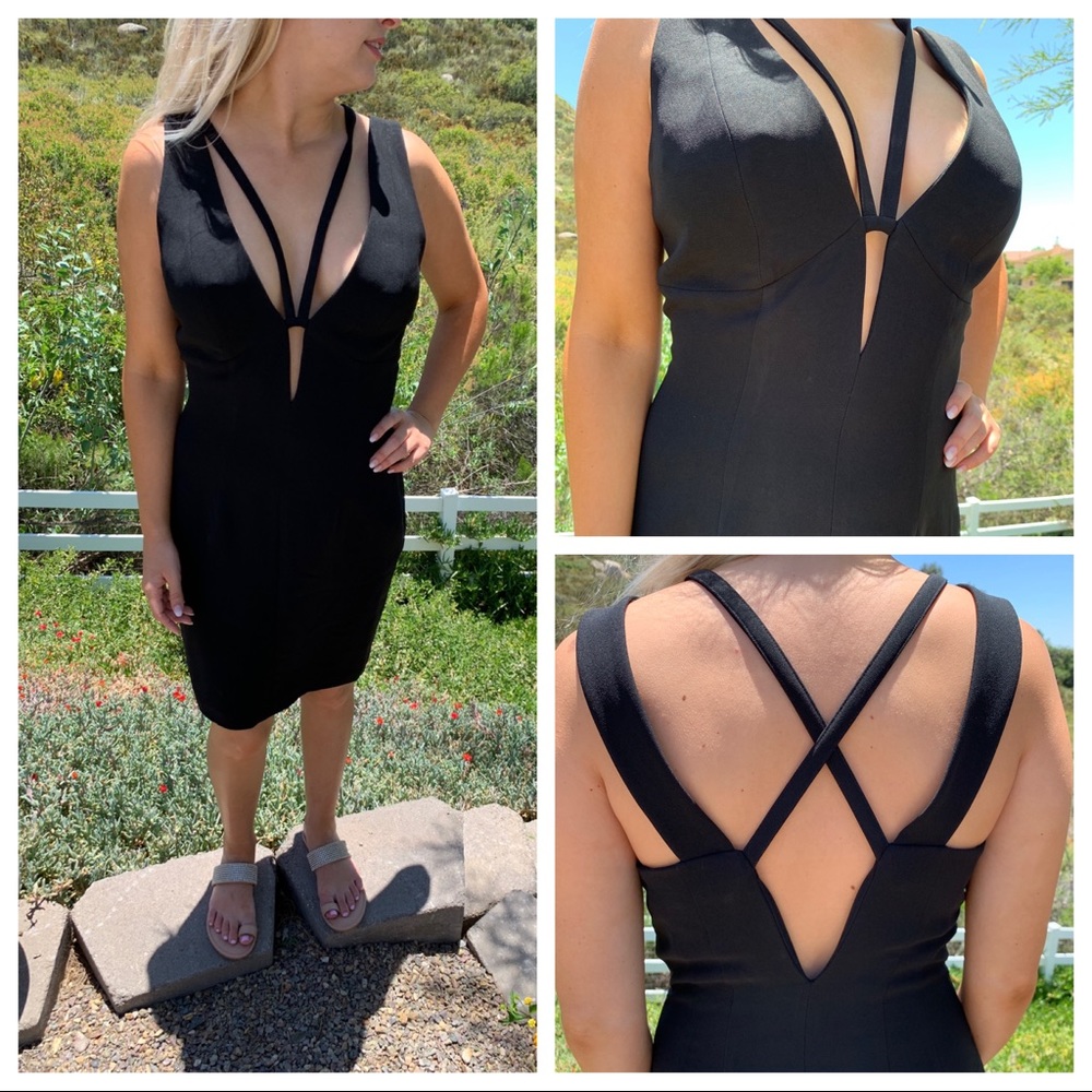 Andrea Polizzi Black Strappy Low Cut Sexy Dress